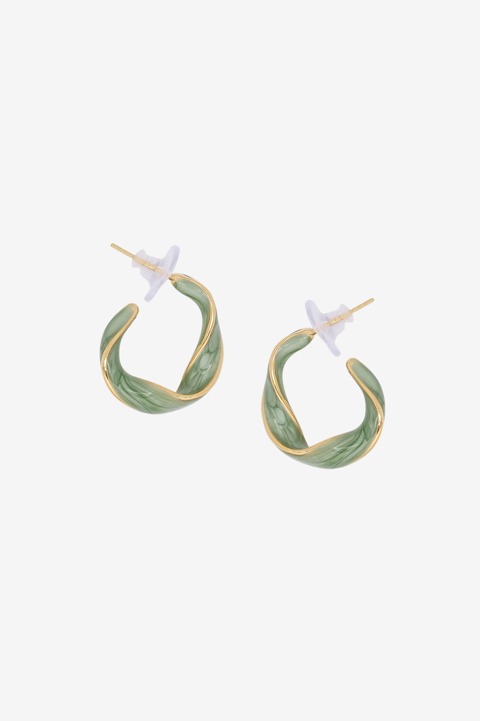 Green Twist Hoops, , image 1